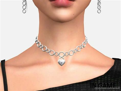 Heart Lock Necklace Sims 4 Accessory Mod Modshost