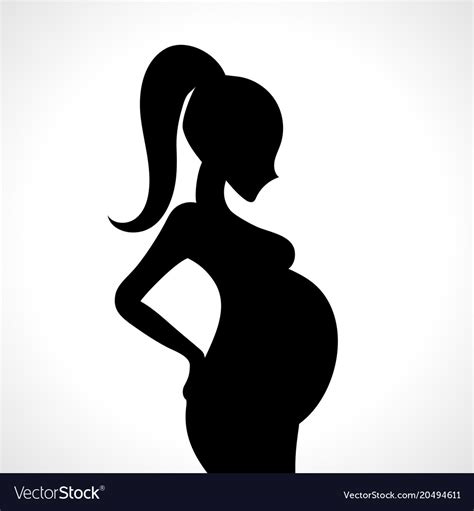Pregnant Woman Silhouette Isolated On White Vector Image