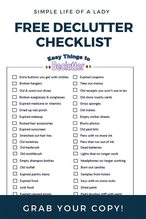 Declutter Checklist For The Home Free Printable Declutter Checklist