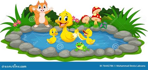 Pond With Ducks Clipart