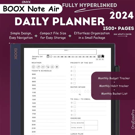 Boox Note Air 2024 Daily Planner For Boox Note Template Boox Note Air
