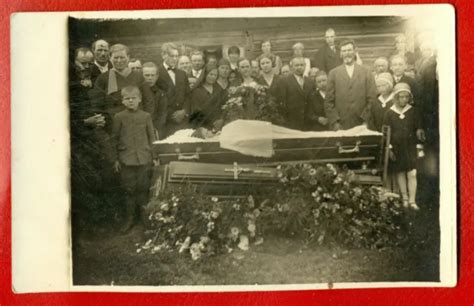 Antique Post Mortem Woman In Casket Vintage Funeral Photo Postcard 656