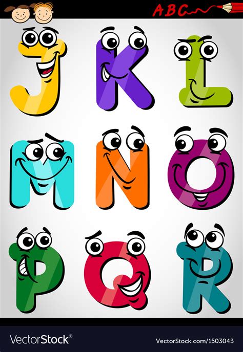 Cute Letters Alphabet Cartoon Royalty Free Vector Image