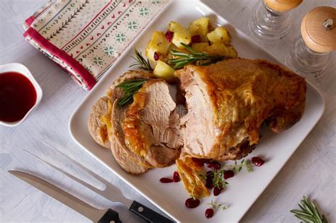 You could roast just a couple turkey legs if you like dark meat, or if you prefer white, stuff and roll a turkey breast. Roast Turkey Leg. Boned And Rolled Turkey Leg With Potatoes And Cranberries. Stock Photo - Image ...