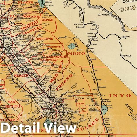 Historic Map : California Highway And Railroad Map, 1914 - Vintage Wal