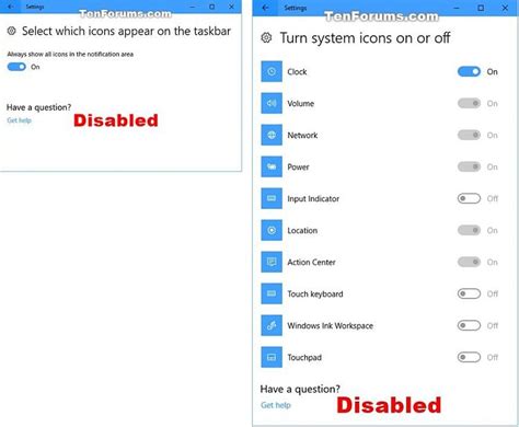 Add Or Remove Notification Area On Taskbar In Windows 10 Tutorials