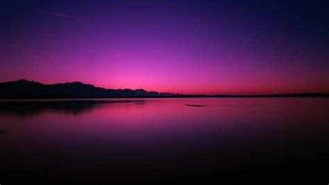 Landscape Photography Of Mountain Lake Sunset Horizon Night Hd Wallpaper Wallpaper Flare