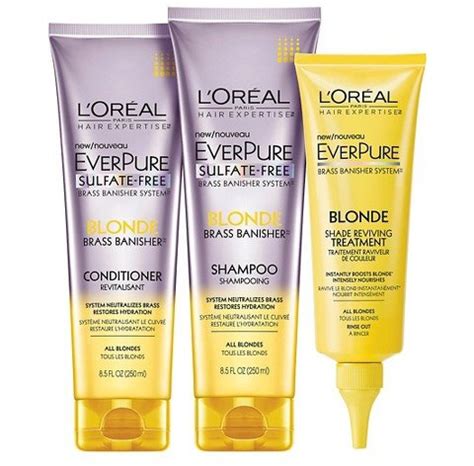 Review of the best drugstore shampoo for colored hair. L'Oreal Everpure Brass Banisher Shampoo and Conditioner ...