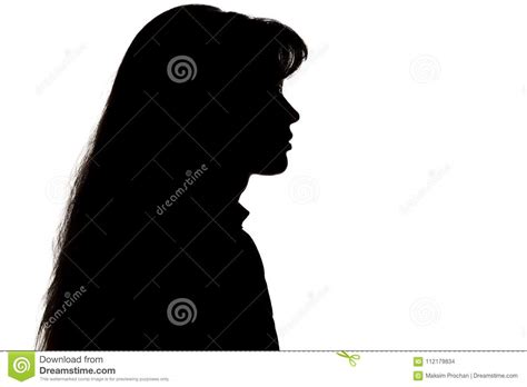 Black White Female Face Silhouette Outline Stock Images