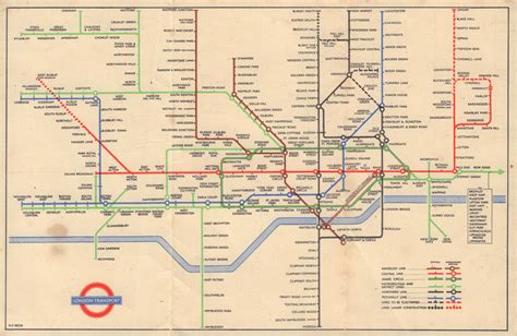 London Underground Tube Map Diagram Of Lines Harry Beck 1948 Old Vintage