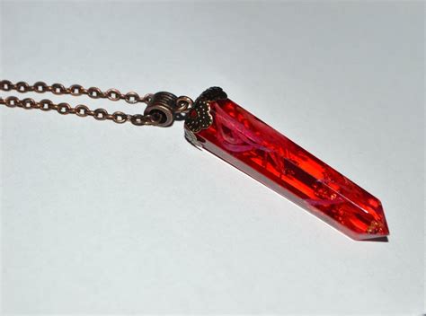 Red Crystal Necklace Red Necklace Gift For Her Flower Necklace Etsy