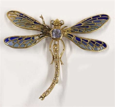 Art Nouveau 14k Gold And Plique A Jour Dragonfly Pin Dragonfly Art