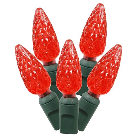 Vickerman 200 Red C6 Led Light On Green Wire 100 Christmas Single