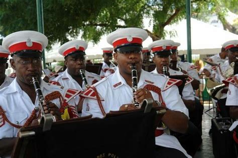 a bajan tradition members of the royal barbados police force band entertaining patrons in