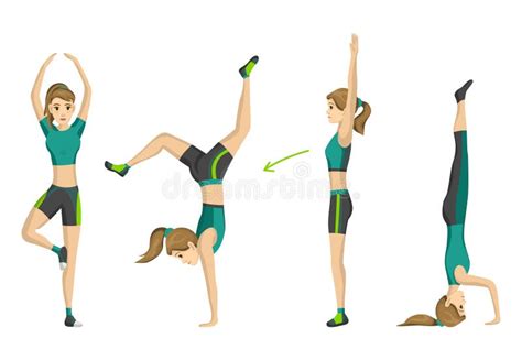 Woman Fitness Many Icons Of Girl Doing Sport Exercises Active And