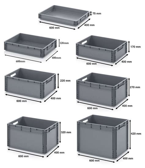 X Euro Stacking Heavy Duty Plastic Storage Containers Boxes Crates Grey EBay In