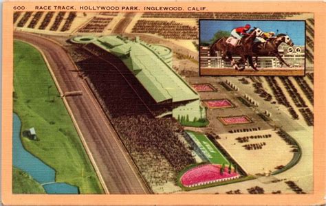 Race Track Hollywood Park Inglewood California Linen 1950 Wob Note Pm