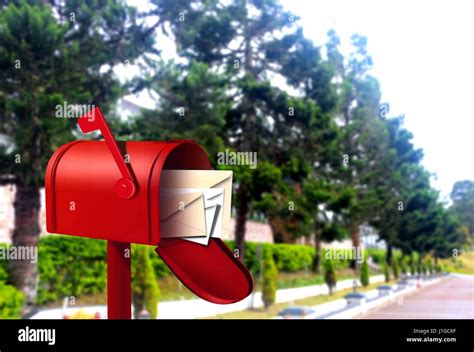 Red Postal Box On Walkway Stock Photo Alamy