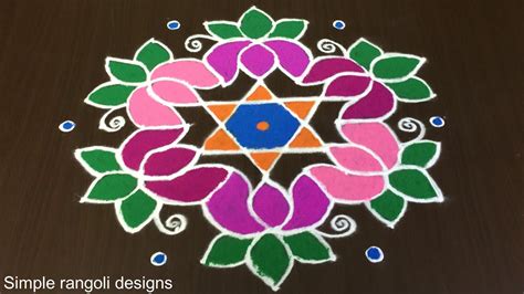 Beautiful Lotus Flowers Rangoli Designs For Sankranti Muggulu 11 6