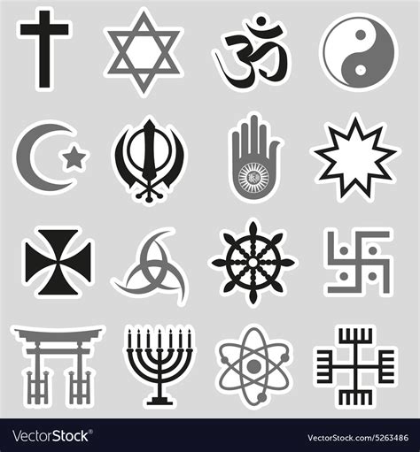 World Religions Symbols Set Stickers Eps10 Vector Image