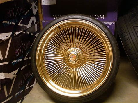 22 All Gold Triple Stamped Dayton Wire Wheels Rims For