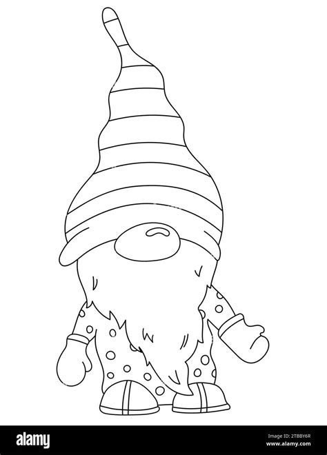 Coloring Page For Kids Cheerful Gnome Peeking Out Of Wooden Box In