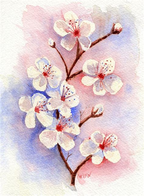 Похожее изображение Cherry Blossom Watercolor Cherry Blossom Art