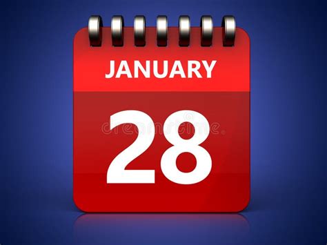 3d 28 January Calendar Stock Illustration Illustration Of Sign 99653038