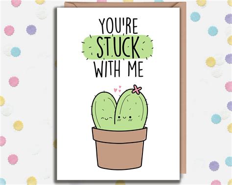 cactus pun card funny love card anniversary card plant etsy