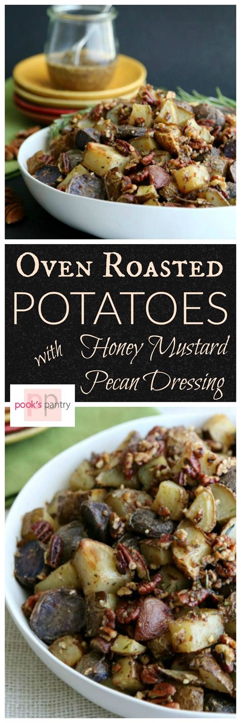 One of my favorite ways to season salmon is with a honey mustard mixture. Oven Roasted Potatoes, Pecans & Honey Mustard Pecan Dressing | Recipe | Oven roasted potatoes ...