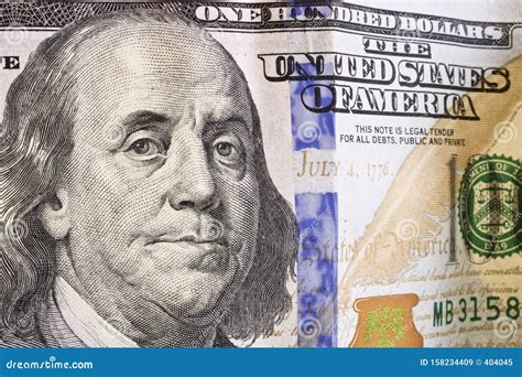 Us President Franklin On A 100 Dollar Bill Stock Image Image Of Face