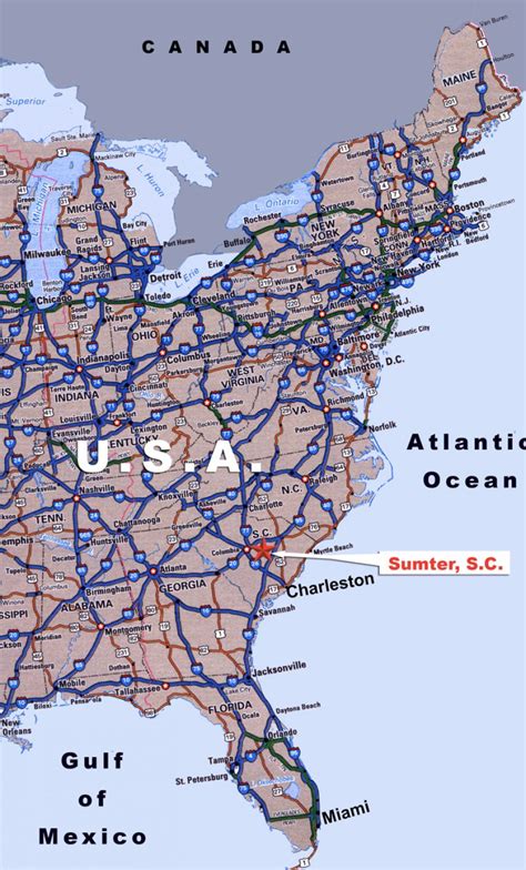 Road Map Of The East Coast