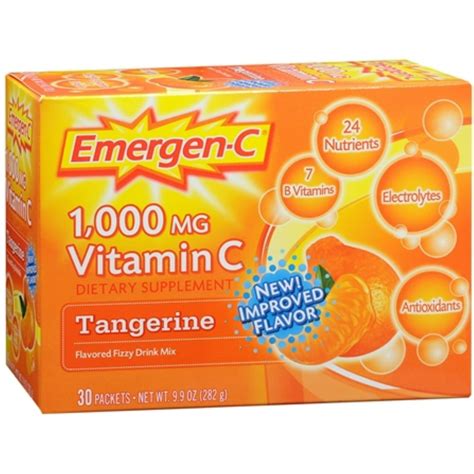 Emergen C Vitamin C Drink Mix Packets Tangerine 30 Each Pack Of 2