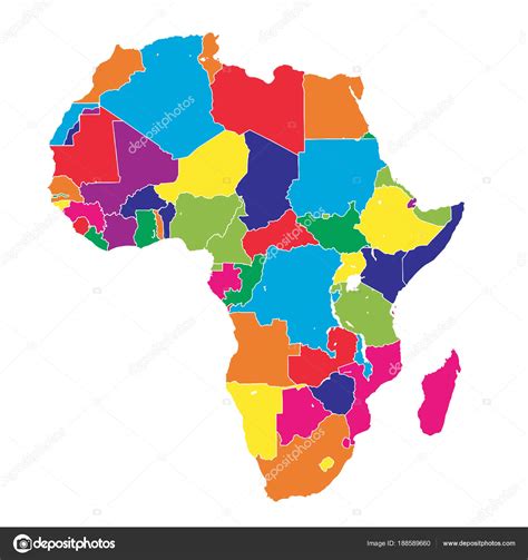 Africa Mapa Vectorial Colorido Archivo Imagenes Vectoriales C Mail Images
