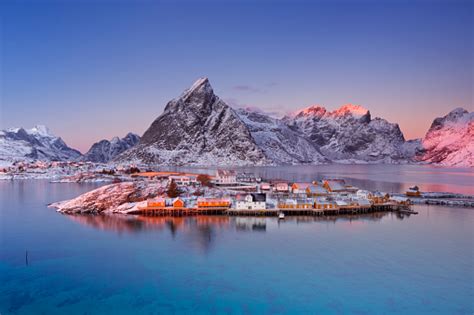 Reine On The Lofoten Islands In Northern Norway In Winter Stock Photo