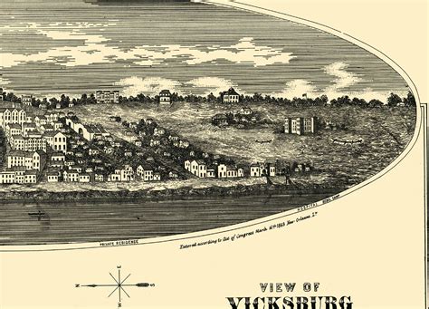 Vicksburg Mississippi In 1863 Birds Eye View Map Aerial Panorama
