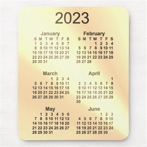 2023 Sepia 6 Month Calendar By Janz Mouse Pad Zazzle