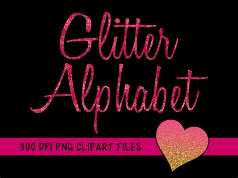 Pink Glitter Alphabet Clipart Glitter Alphabet Clip Art Pink Etsy