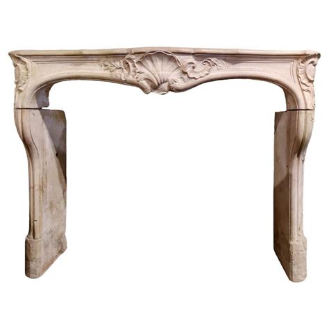 Antique Bluestone Fireplace Mantel With Wooden Mantel From The 19th