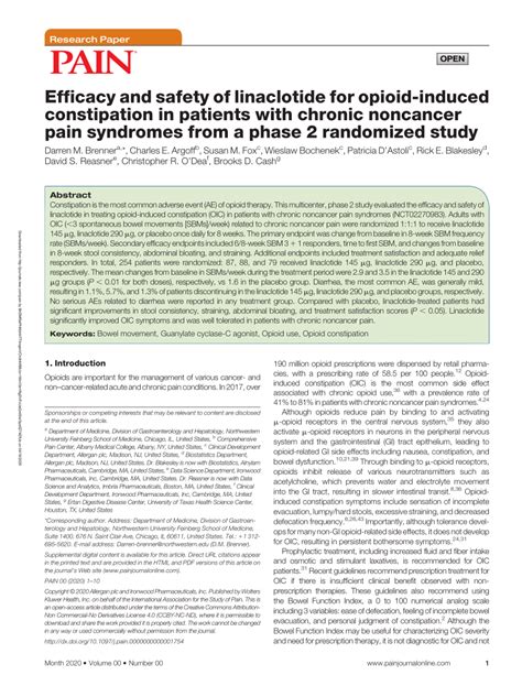 Pdf Efficacy And Safety Of Linaclotide For Opioid Induced Constipation In Patients With