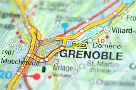 Grenoble In Frankrijk Op De Kaart Redactionele Stockfoto © Dariosz