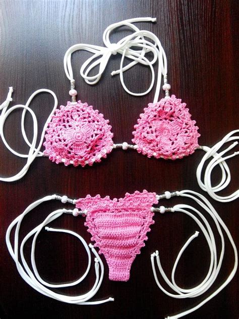 plush pink crochet micro thong bikini crochet g string bikini by tinypansy my xxx hot girl