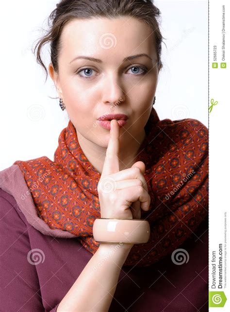 Woman Put Her Finger To Her Lips Stock Image Image Of Person Beauty 52665723