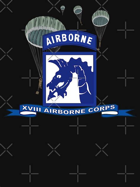 Army Xviii Airborne Corps W Parachute Ribbon T Shirt For Sale By
