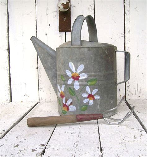 Galvanized Watering Can~ FLower Vase Farmhouse Prim... | Watering can, Canning, Watering