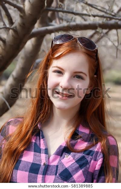Smiling Redhaired Teen Girl Garden Stock Photo 581389885 Shutterstock
