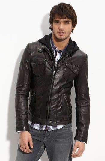 These pictures of this page are about:cool jackets for guys. 7 Diamonds 'Los Angeles' Trim Fit Leather Moto Jacket with ...