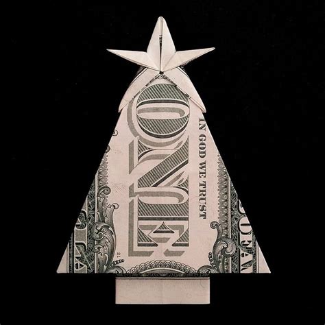 Real One Dollar Bill Origami Art Miniature Christmas Tree With Etsy