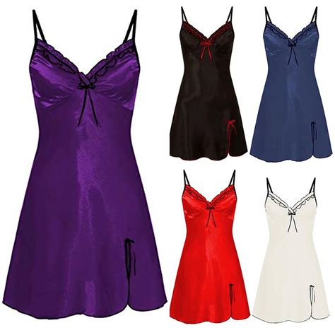 Buy Women Silk Satin Lace Nightdress Sexy V Neck Nightgown Nightdress Nightwear At Affordable