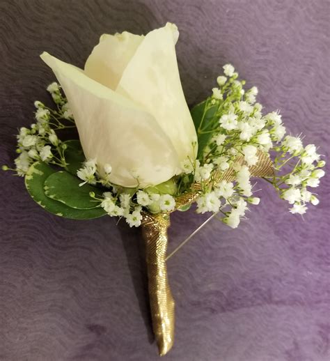 Send White Rose Boutonniere With Gold Wrap In Philadelphia Pa From Philadelphia Flower Market